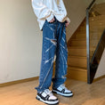 Load image into Gallery viewer, [DUFENG Series]★Denim Pants★ Bottoms Pants Unisex Men's Large Size Distressed Blue Blue
