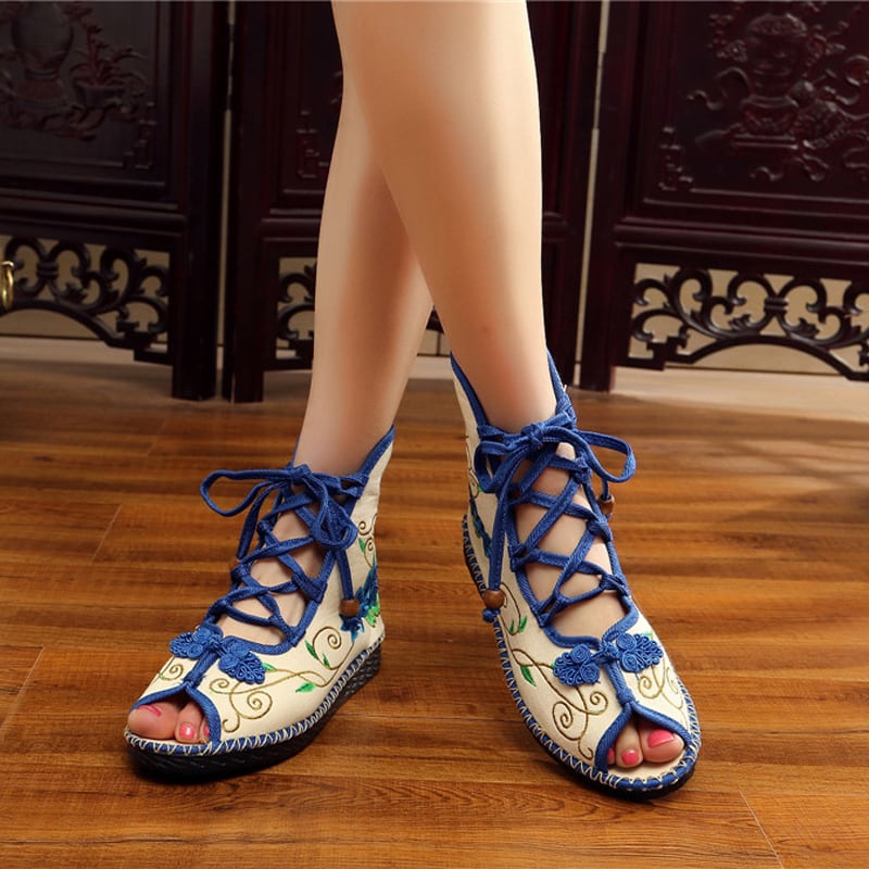 [Kamei Series]★China Shoes★ 2color Blue or Red Dyed Series Sandals Open Toe Shoes Size 35-40