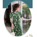 Load image into Gallery viewer, [Weice series] ★China style dress★ Improved cheongsam dress Floral pattern dress Slimming green Green
