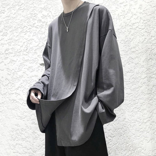 [Emeisa Series] ★Tops★ 3color T-shirt Slit Unisex Men's Design Gray Black White