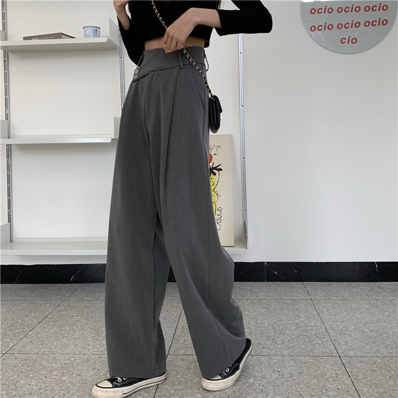 [Left Sister Series]★Gaucho Pants★ Casual Pants 2color Plain High Waist SML Slimming Fashion