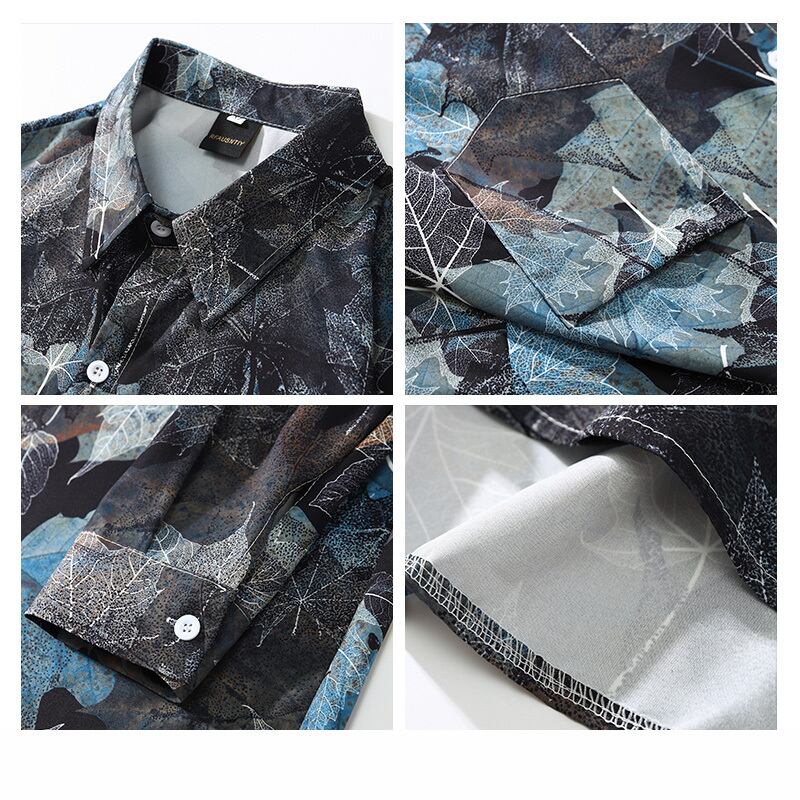 [BEAT BOY Series]★Retro Shirt★ Oil Painting Style Shirt Printed Long Sleeve Shirt Thin Spring Clothes Autumn Clothes Slimming Fashionable