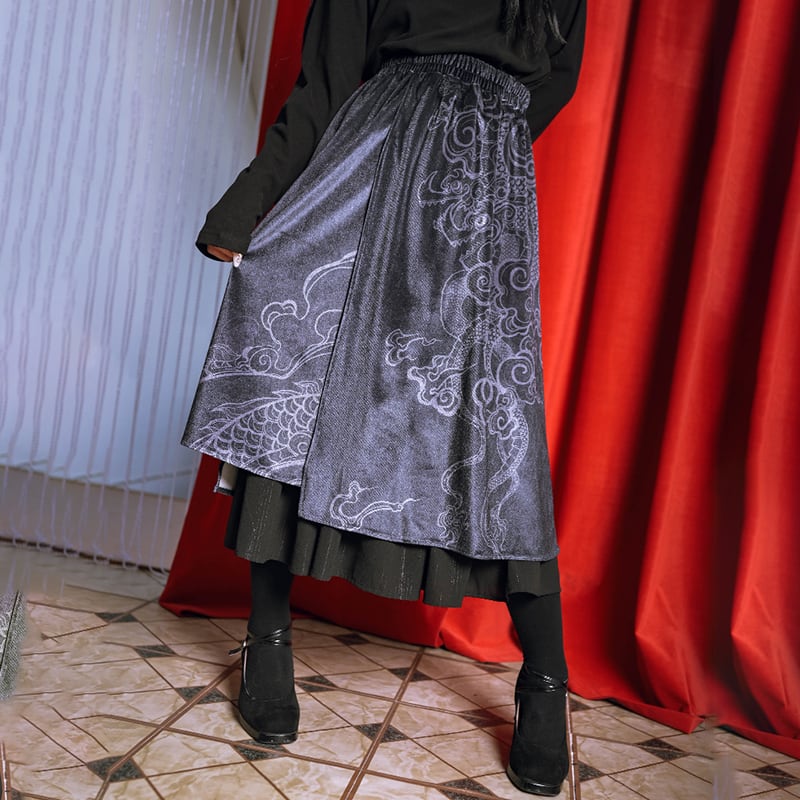 [Ancient monster house---Shanhai Jing Kunlun series] ★China style skirt★ Bottoms velvet velvet retro