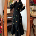 Load image into Gallery viewer, [JIGUJIGU series]★China style dress★ Large size corduroy floral pattern slimming slim black black
