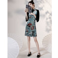 Load image into Gallery viewer, [YUEQIAO Series]★Cheongsam dress★Short length velvet Chinese style dress print retro
