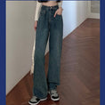 Load image into Gallery viewer, [Minatojichojinkan Series] ★Denim pants★ 2color High waist Easy to match SML Blue Black Black Blue Retro
