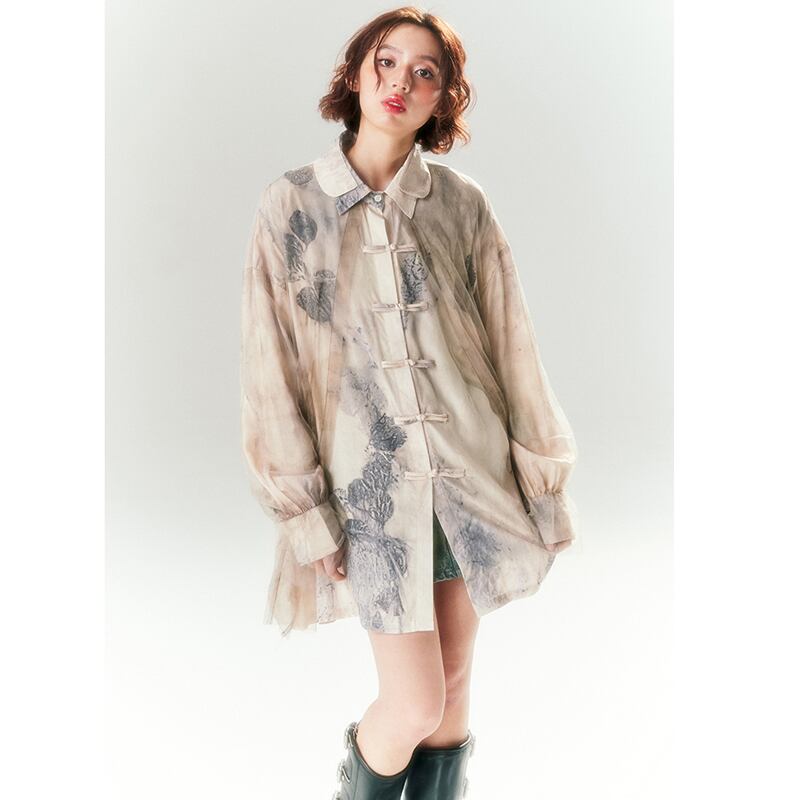 [Yang's Great Dream Series] ★China Style Shirt★ Tops Print China Button Long Sleeve Shirt Retro