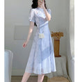 Load image into Gallery viewer, [NIHUO series] ★China style dress★ Plaid party short sleeves blue blue XS SML slimming
