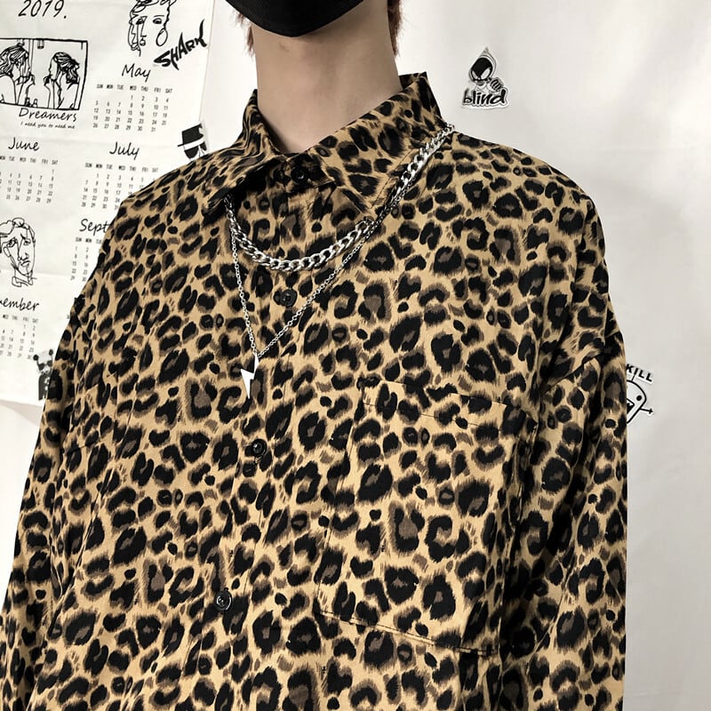 [MGJM Series]★Leopard print shirt★ Tops, long sleeve shirt, unisex, men's leopard print, easy to match, fashion