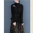 Load image into Gallery viewer, [Qing series]★China style tops★ 5color embroidery Chinese button beige dark brown red blue black
