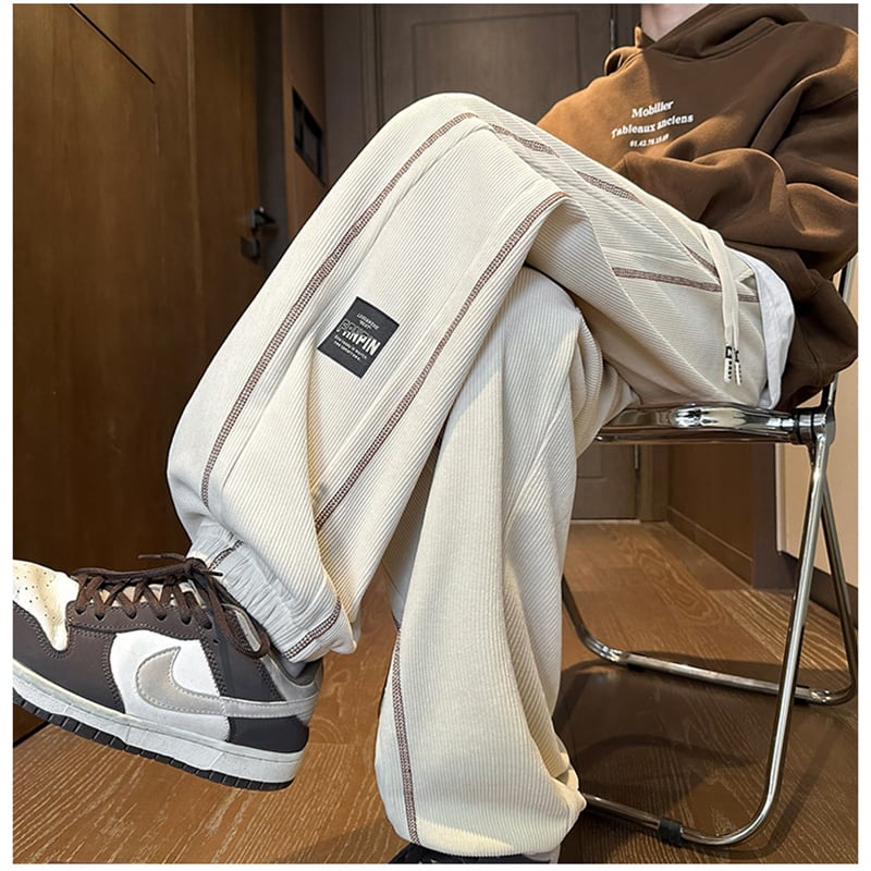 [High series]★Casual pants★ 2color brushed lining bottoms pants unisex men's black beige