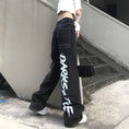 Load image into Gallery viewer, [Demon King Series] ★Denim Pants★ Bottoms Ladies Fashion Alphabet Black Black Unisex Cool
