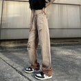 Load image into Gallery viewer, [SUFEI Series]★Denim Pants★ Trousers Bottoms Casual Distressed Unisex Brown Fashion
