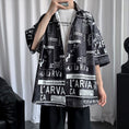 Load image into Gallery viewer, [QIONGXIANNU Series]★Shirt★ 2 colors, black or white, newspaper pattern tops, unisex, couple clothes, summer, Harajuku style, loose-fitting
