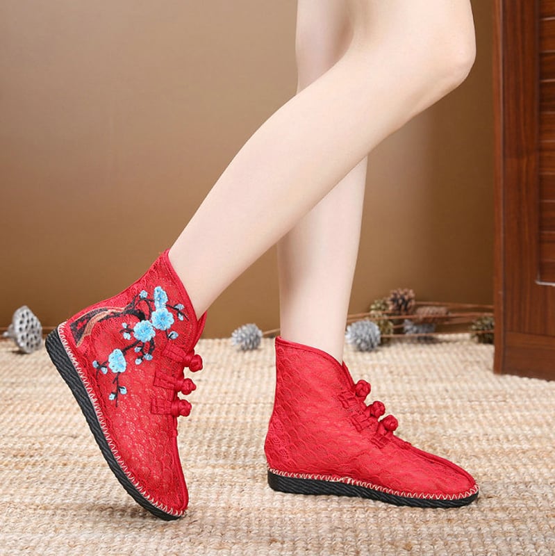 [Aki Tatsu Series]★Embroidered shoes★ 3color Handmade shoes Chinese shoes Ethnic style Lace Temperament enhancing shoes Size 34-40