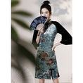 Load image into Gallery viewer, [YUEQIAO Series]★Cheongsam dress★Short length velvet Chinese style dress print retro
