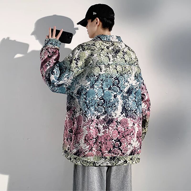 [KCSJ Series] ★Jacket★ Outer tie-dyed ink pattern unisex men's large size casual