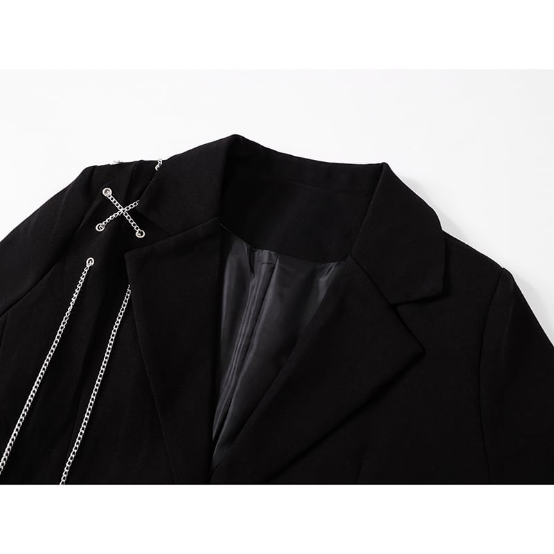 [LHSEN Series]★Blazer★ Jacket, outerwear with chain, unisex, men's, stylish, loose-fitting