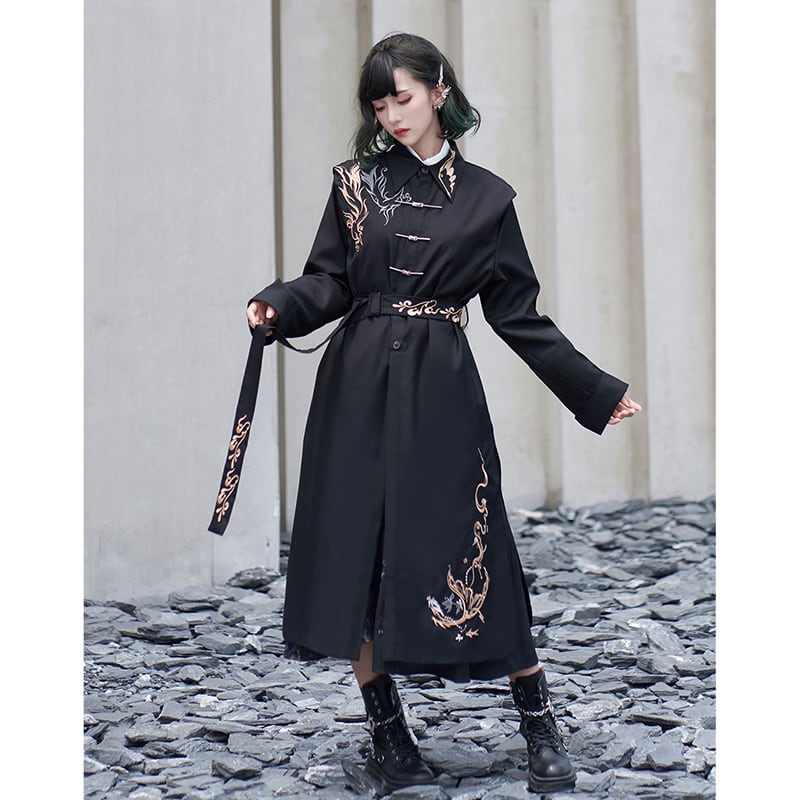 [Kyoto---Hoseigo series]★China style coat★Trench coat embroidery Unisex slimming Chinese clothing for men and women