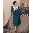 Load image into Gallery viewer, [Tatsuze Chenis Series]★Setup★ 2-piece set Tops + Skirt Blue Blue Slimming Date Commuting SML
