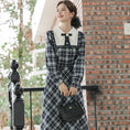 Load image into Gallery viewer, [Big Orange Series] ★One Piece★ Plaid Retro Ladies Commuting Date School Blue Blue Cute
