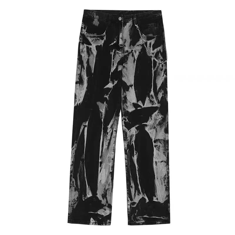 [Xihe XIHE Series]★Denim Pants★ Bottoms Unisex Men's Fashion SML XL 2XL Black Black