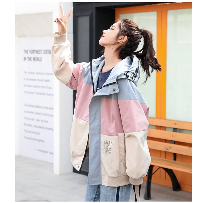 [JJRL Series] ★Jacket★ 2color outerwear Color scheme Stylish Casual Pink Gray Easy to match