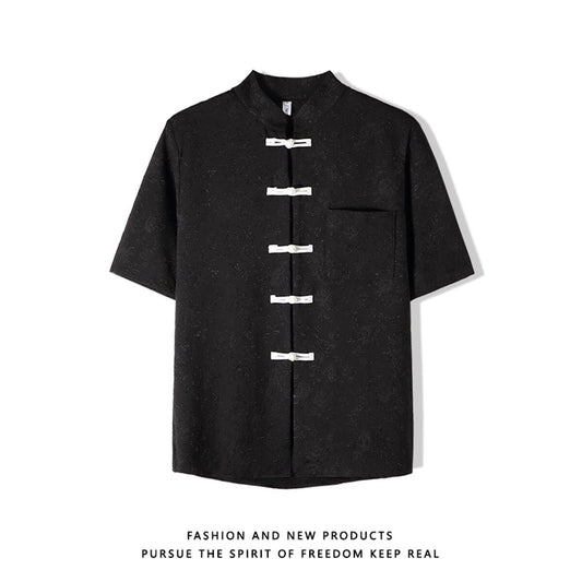 [TANGQI Series]★China style shirt★ 2color tops short sleeve shirt unisex men's black white black white