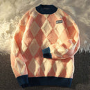 [NANSHIYUN Series] ★Sweater★ 2color Tops Christmas Plaid Diamond Shape Cute New Year Date Red Pink