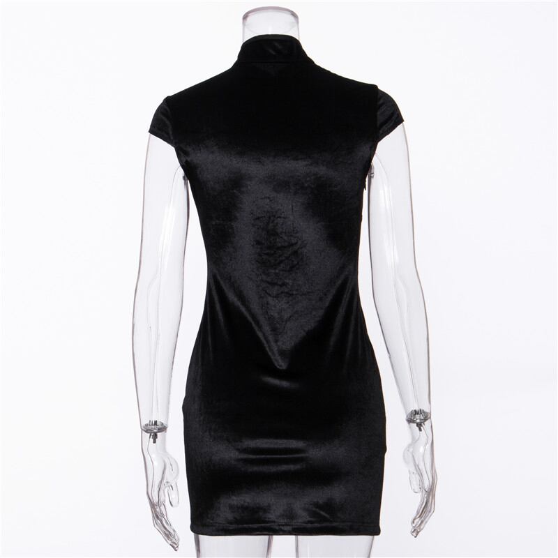 [TT Series] ★Mini length Chinese dress★ Sexy velvet dress SML black slimming slim