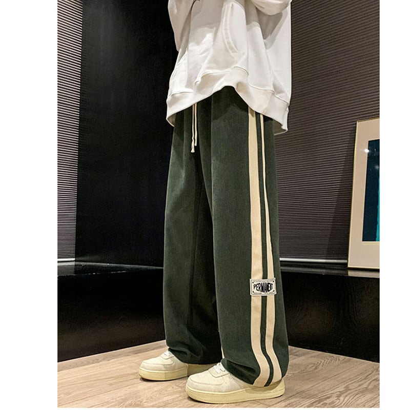 [PPG Series] ★Casual pants★ 3 colors Bottoms Trousers Corduroy Unisex Men's Vertical stripes Striped pattern Black Beige Green