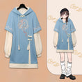 Load image into Gallery viewer, [Bamboo Series] ★Chinese style hoodie★ Fleece lining hoodie dress Chinese clothing embroidery Large size Blue Blue
