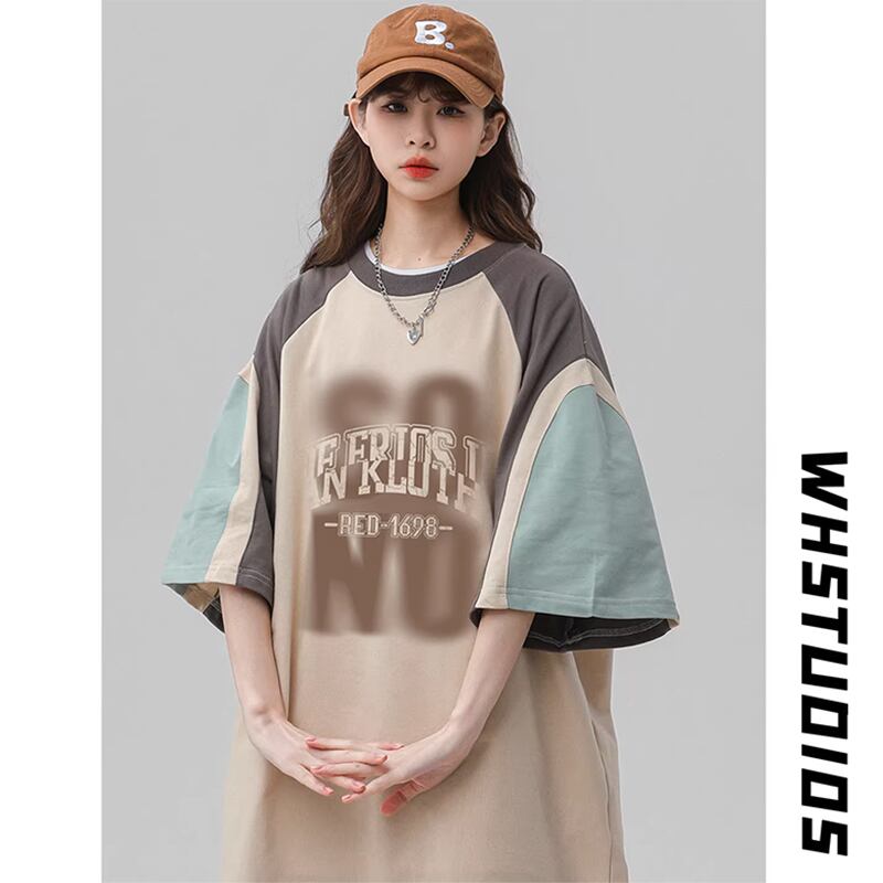 【GEBOXUANシリーズ】★Tシャツ★ 3color トップス 半袖Tシャツ 男女兼用 メンズ 配色 個性的 おしゃれ