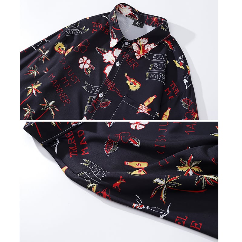 [From Mars Series] ★Floral Pattern Shirt★ Long Sleeve Shirt Tops Unisex Men's ML XL 2XL Harajuku Style Cool