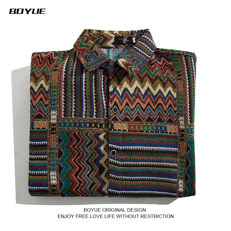 [BOYUE Leeds] ★Ethnic style shirt★ Long sleeve shirt tops Unisex ML XL 2XL 3XL Unique and easy to match