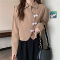 Load image into Gallery viewer, [壹號人家 Series] ★China style shirt★ 4 colors POLO neck China button tops Brown Black White Blue
