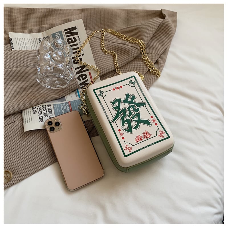 [TIANBAI series] ★Shoulder bag★ 3 types Mahjong mahjong cute green color scheme bag