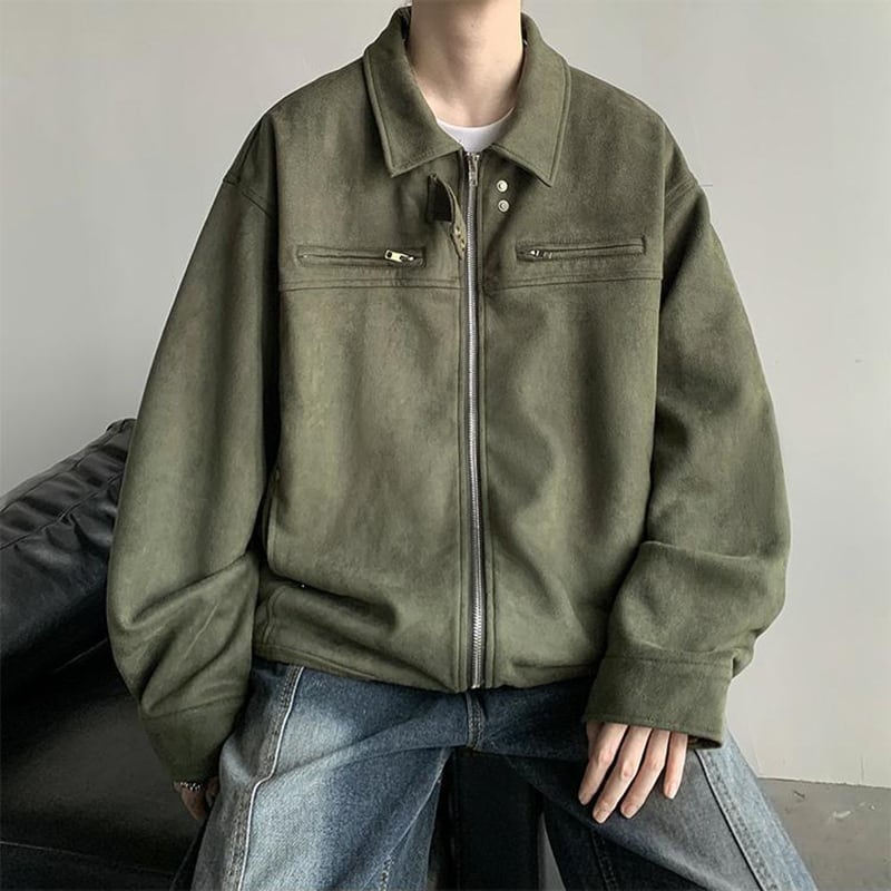 [TIAOTA series]★Jacket★ 3color outerwear unisex men's green black gray suede