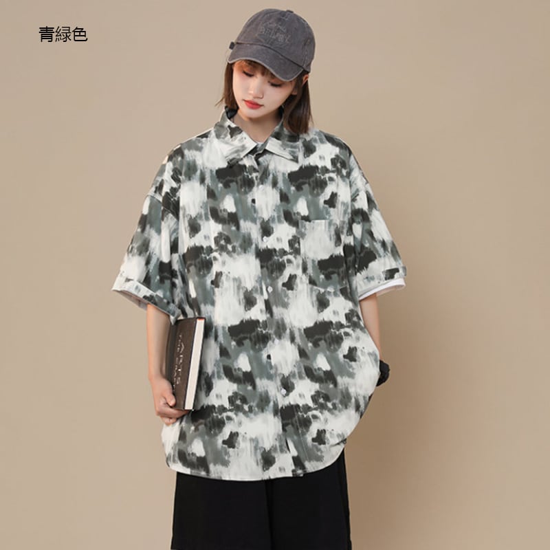 [CHAOMEICHEN Series] ★Floral pattern shirt★ 2color tops, unisex, men's summer clothes, easy to match, short sleeves