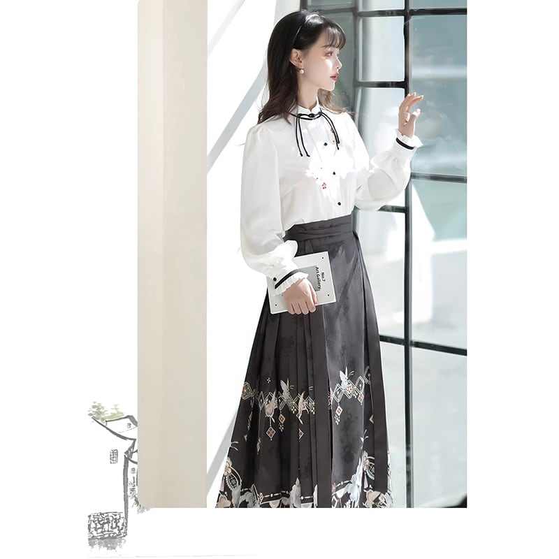 [Kaede bamboo---Kinjoyo series] ★China style setup★ 2-piece set, long-sleeved shirt + skirt, improves temperament, coming-of-age ceremony, everyday wear