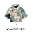 Load image into Gallery viewer, [ANAMONE Series] ★Retro shirt★ Printed oil painting style short sleeve mini length SML Summer date Unique cute
