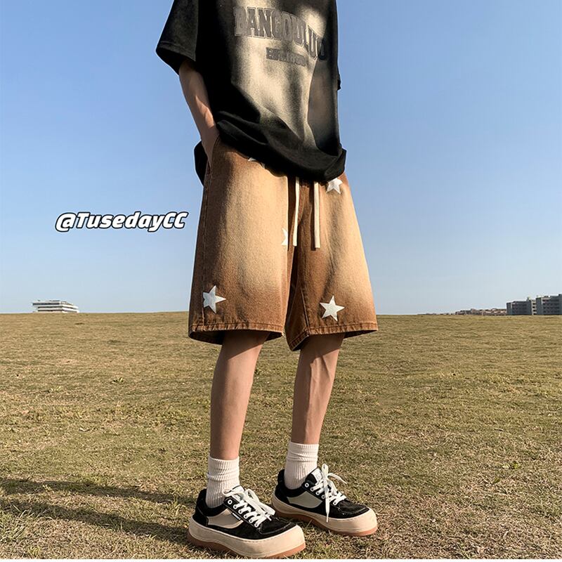 [NANSHI Series] ★Shorts★ Denim pants 2color Casual Unisex Men's Simple Star Summer Clothes Black Brown