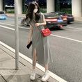 Load image into Gallery viewer, [SHIBAYUE Series] ★One Piece ★ Short Sleeve Women's Fashion Cute Slit Improves Temperament Gray Gray
