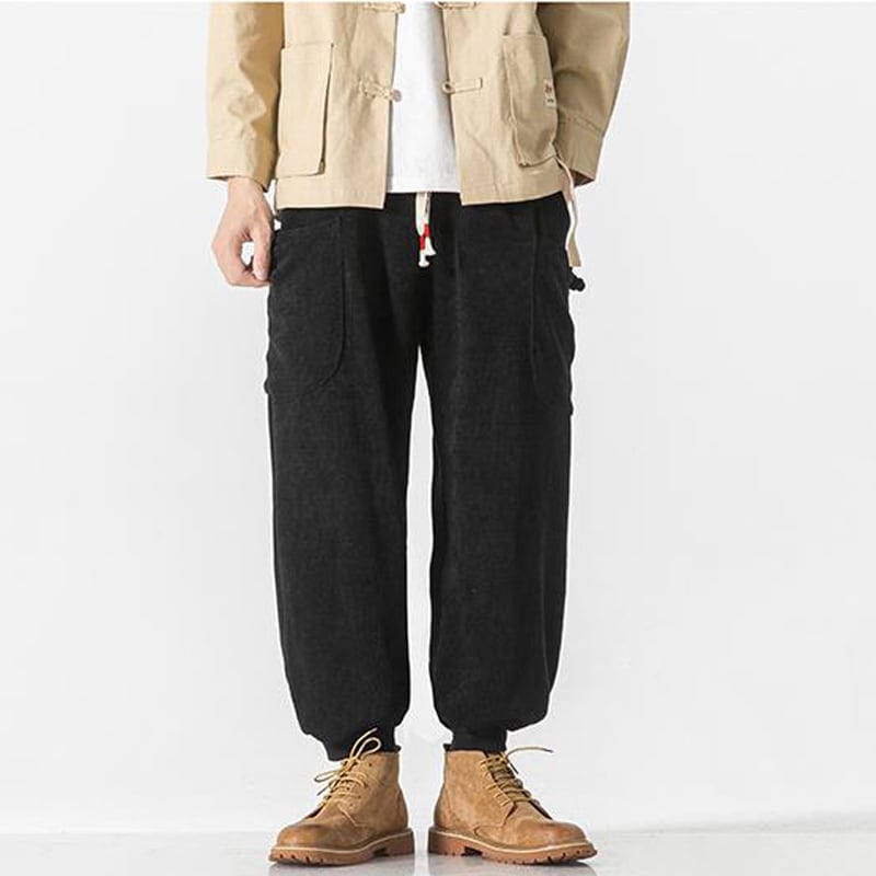 [輕甜 Series]★China style trousers★Casual pants 3color Unisex Men's Large size Blue Black Brown