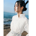 Load image into Gallery viewer, [Daiseiryusu Series]★Chinese style dress★ 2color black or white long length Chinese clothes switching stand neck
