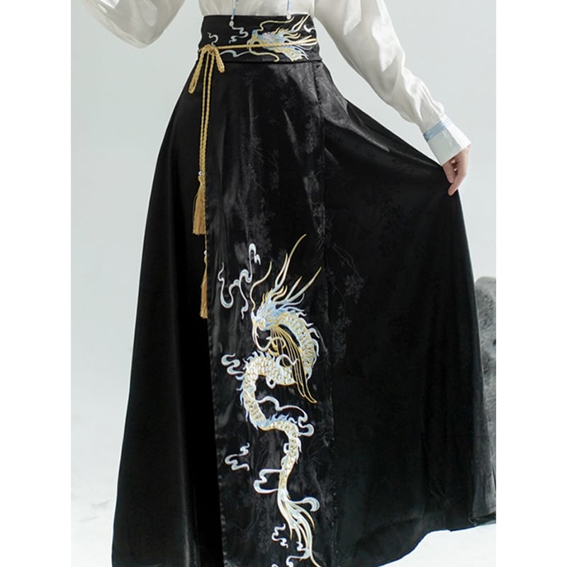 [BAIRIMENG Series]★Chinese style skirt★ Skirt Bottoms Hanfu skirt Black Black