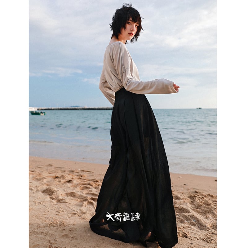 [Daiseilongshu Series]★China style pants★ 3color Gaucho pants Bottoms Wide pants Improves temperament Simple Thin