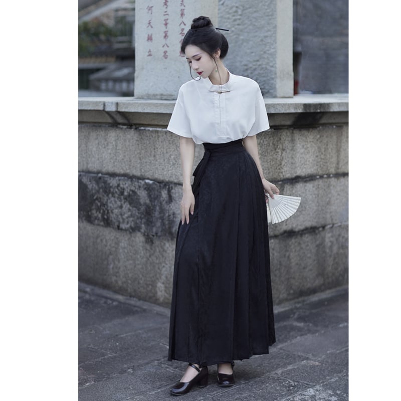 [BAIRIMENG Series]★China style skirt★Bottoms Window skirt Chinese elements Chinese clothing Black Black Long length