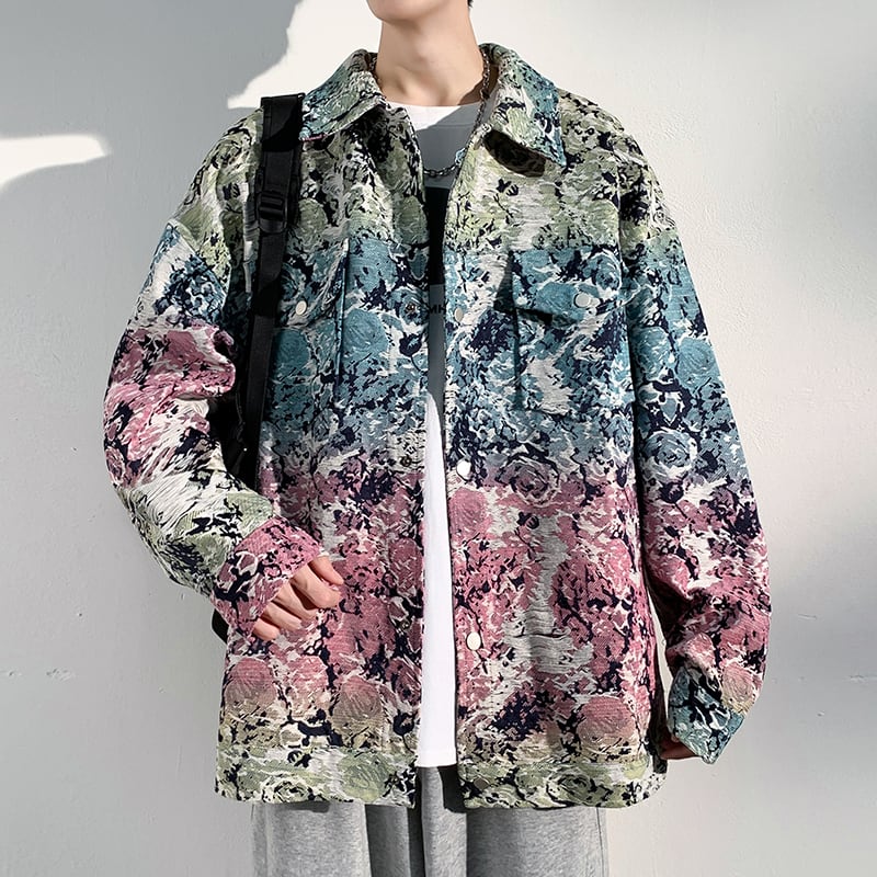 [KCSJ Series] ★Jacket★ Outer tie-dyed ink pattern unisex men's large size casual