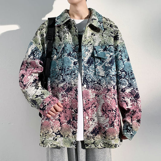 [KCSJ Series] ★Jacket★ Outer tie-dyed ink pattern unisex men's large size casual